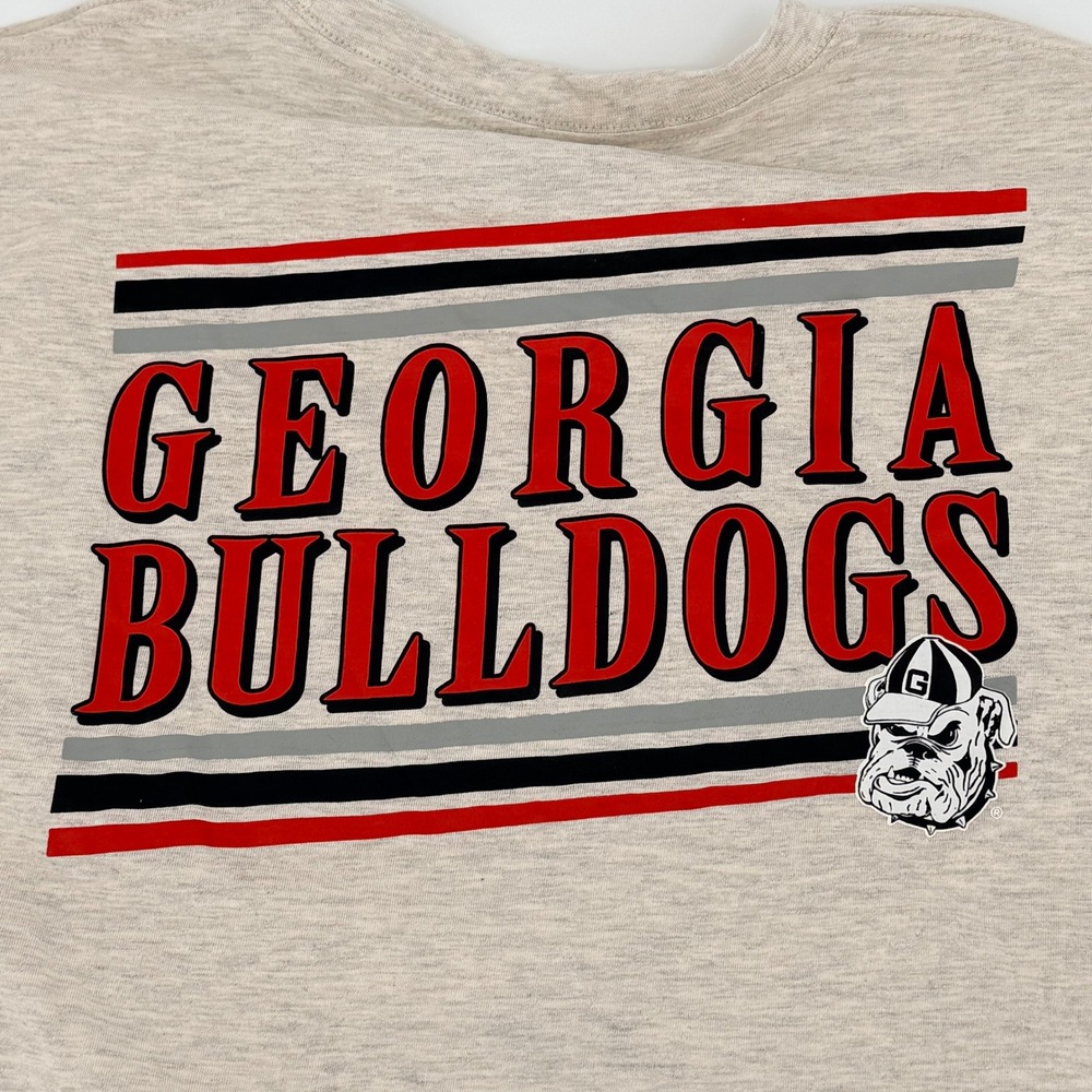Champion Georgia Bulldogs Mens Pocket T-Shirt Oatmeal Heather Graphic Tee Medium
